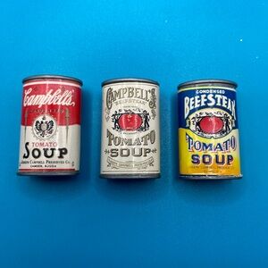 Three Vintage Campbell’s Soup Mini Can Magnets